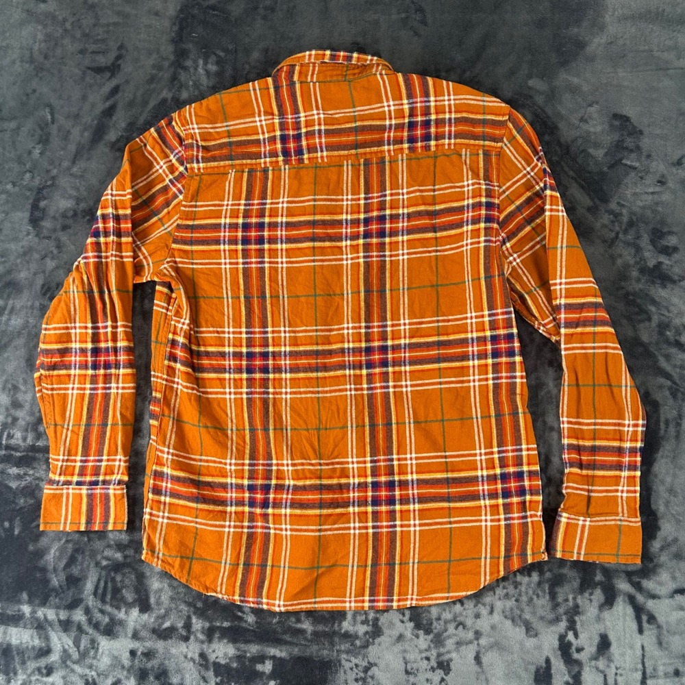 Primark Plaid Button Down Shirt Mens Large Orange Flannel Long Sleeve - Picture 6 of 7